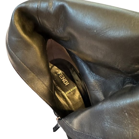 FENDI Black Suede Tall Wedge Cathy Boot, Size 39.5 - Picture 10 of 12